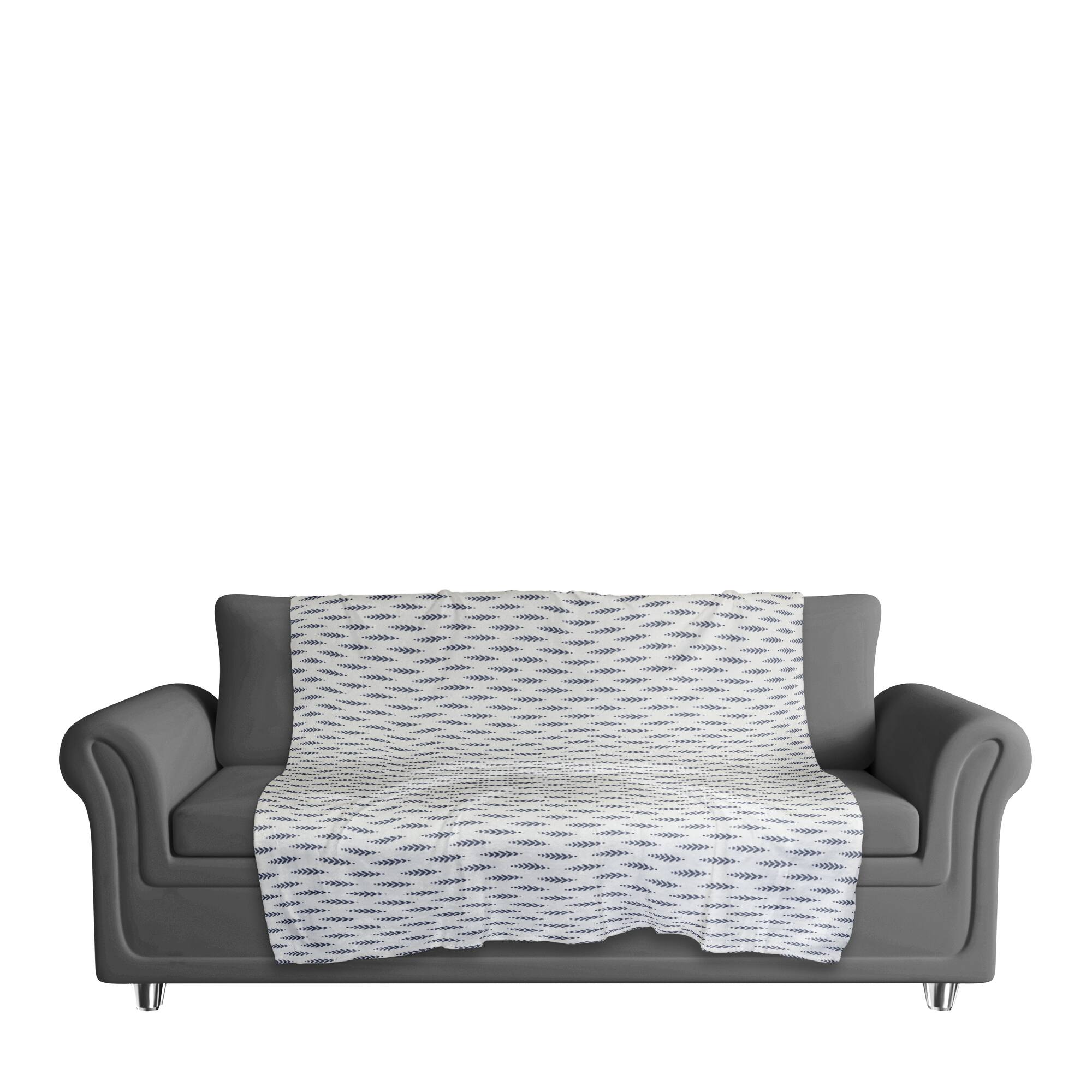 Indigo Leaf Sherpa Fleece Blanket